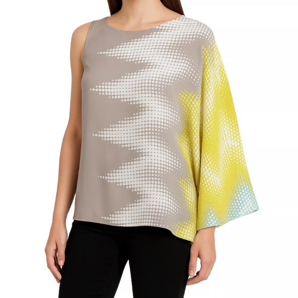 Guess by Marciano Asymmetrical Blouse in Yellow and Beige